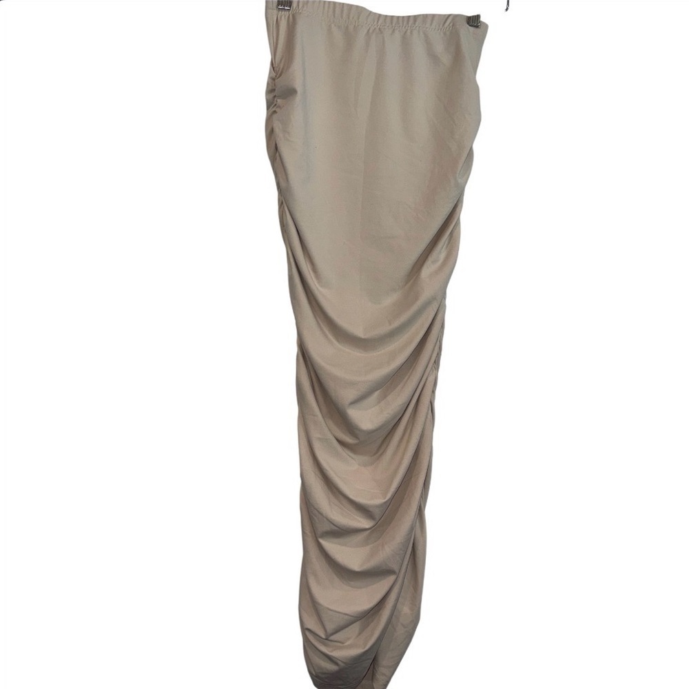Beige Ruched Maxi Skirt Size Small